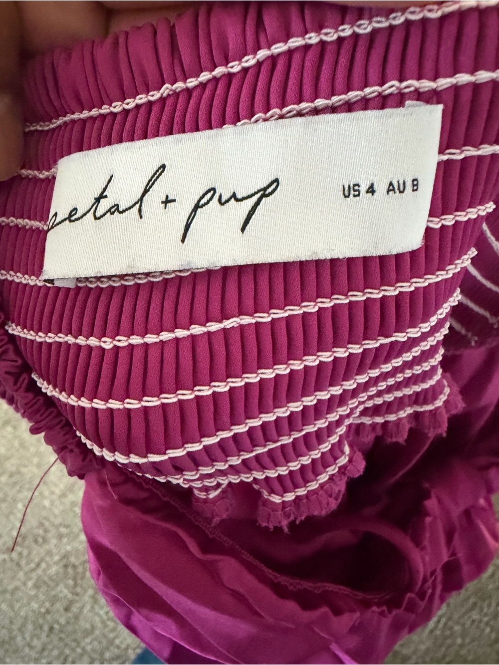 Petal & Pup Fuchsia Pleated Midi Dress with Spaghetti Straps - Picture 8 of 8